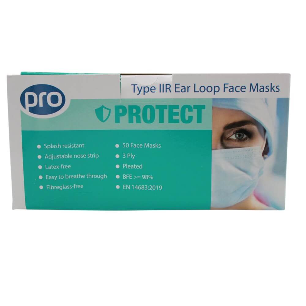 PRO Type IIR Ear Loop Surgical Face Mask Pack of 50