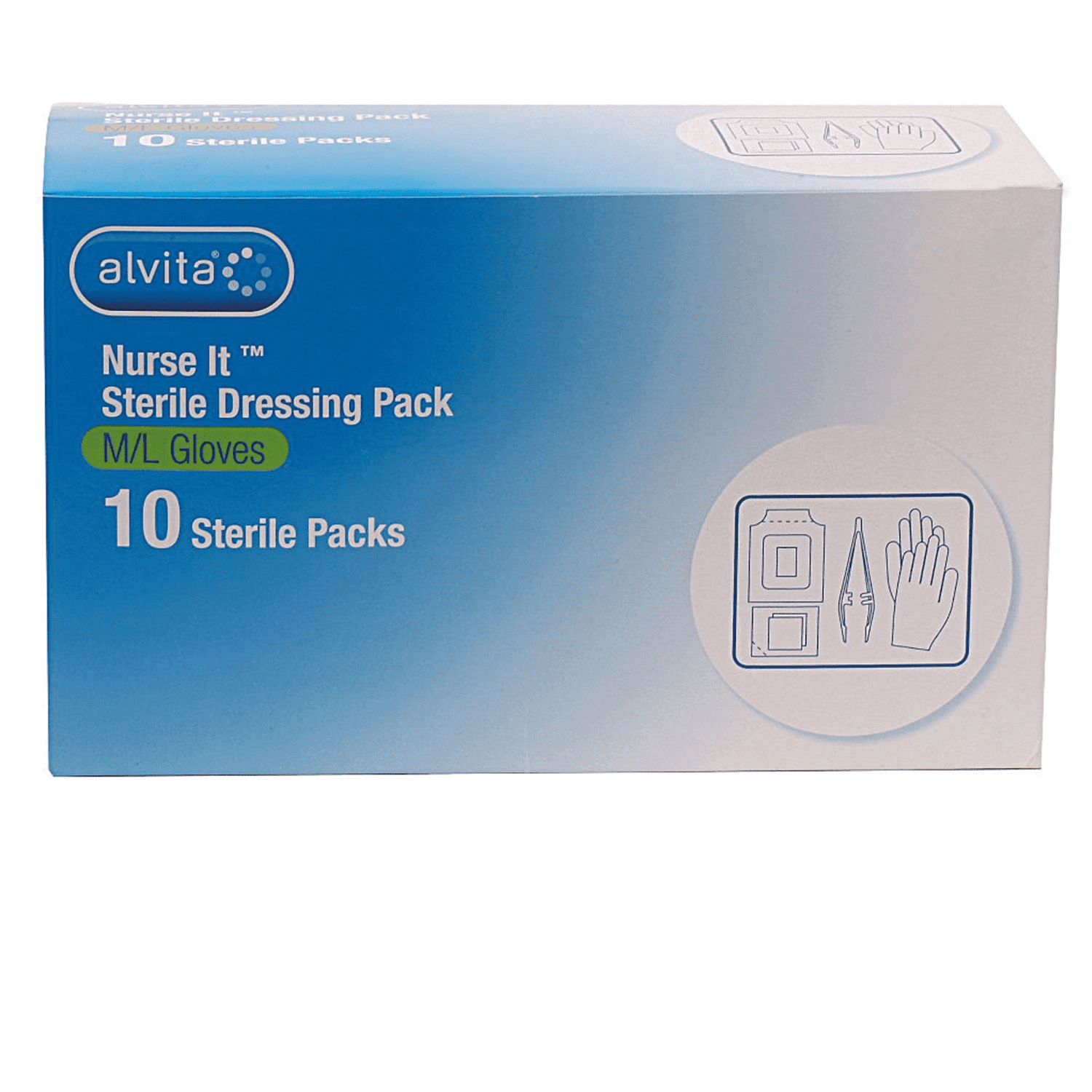 Alvita Nurse It Sterile Dressing Pack M/L Gloves (Pack of 10) 1 Alvita Nurse It Sterile Dressing Pack M/L Gloves (Pack of 10)