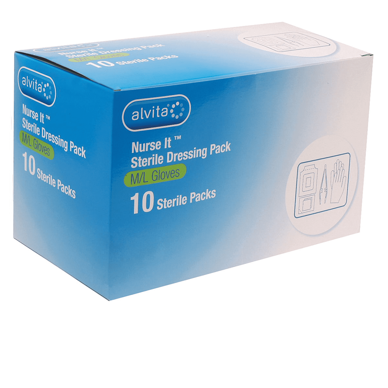 Alvita Nurse It Sterile Dressing Pack M/L Gloves (Pack of 10) 2 Alvita Nurse It Sterile Dressing Pack M/L Gloves (Pack of 10)